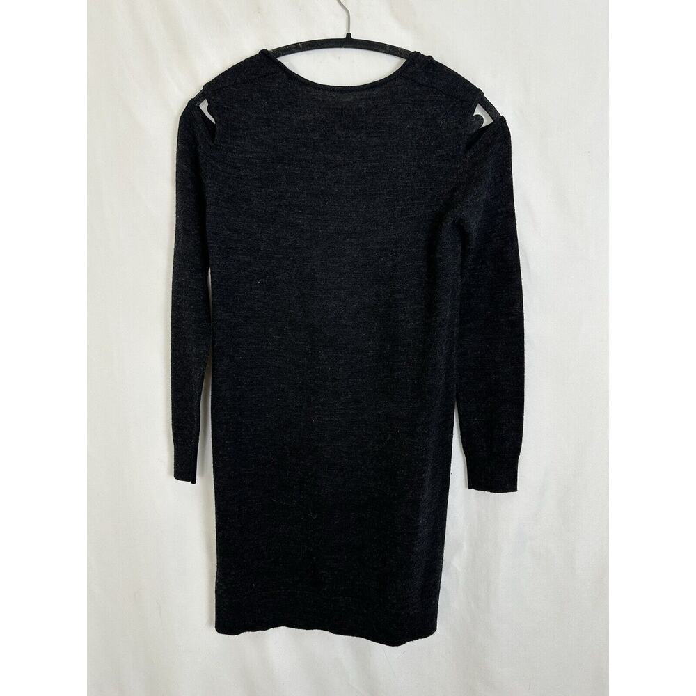 All Saints Neri V Neck Sweater Dress Sz SM Gray Wool Cold Shoulder Long Sleeve - Picture 5 of 7
